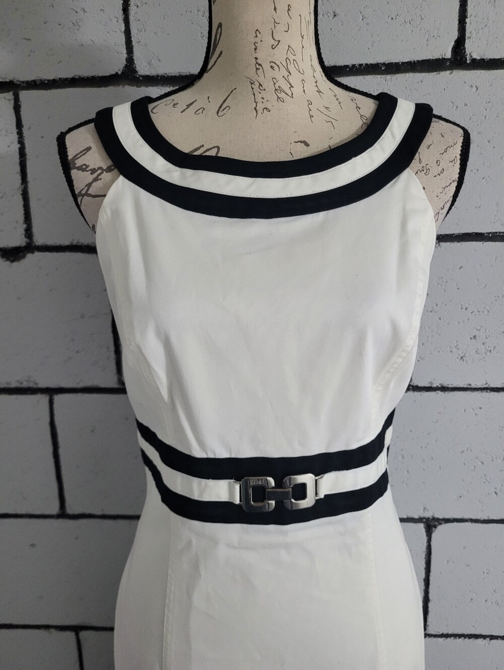 White House Black Market White & Black Pencil Dress Sz 10 - Picture 2 of 8